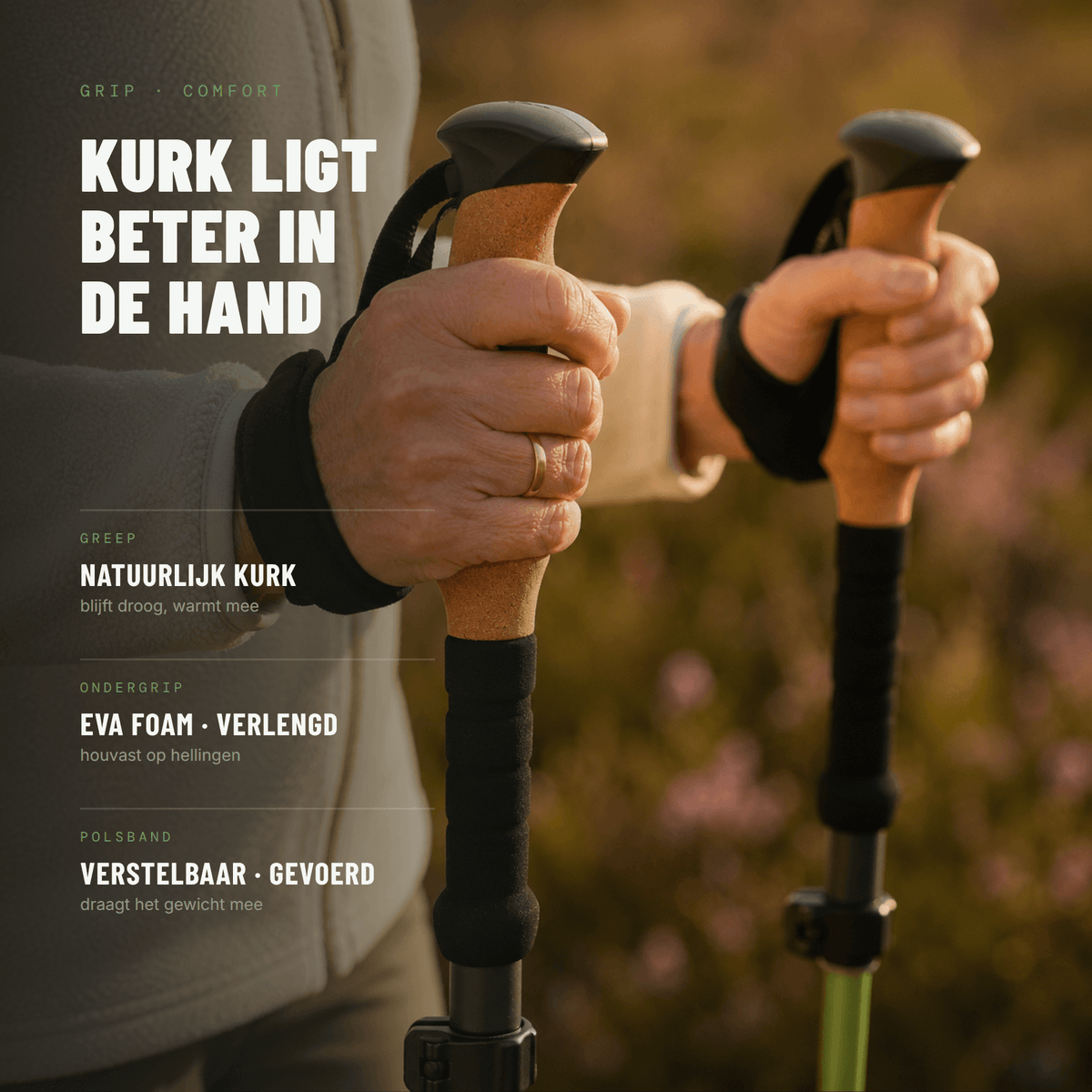 Kurk ligt beter in de hand